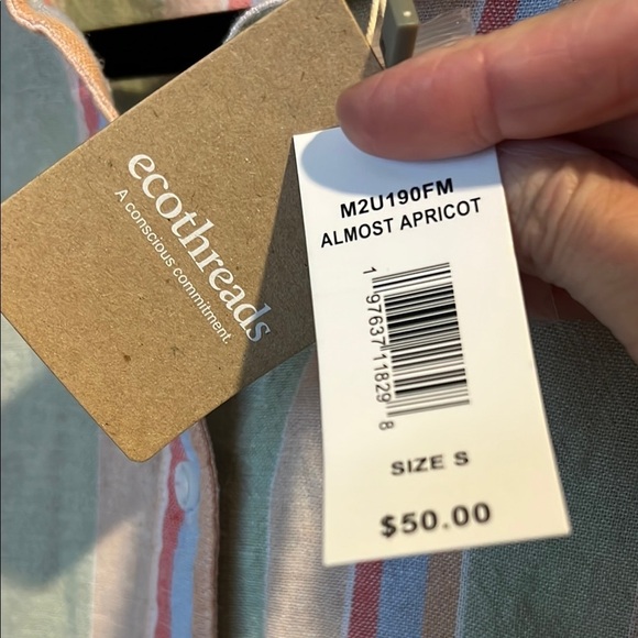 NWT Ecothreads Pastel Striped Button-Up Shirt - Picture 4 of 9